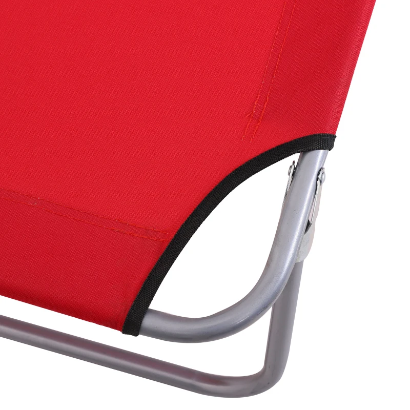 Outsunny Klapbare ligstoel met zonnescherm, verstelbare rugleuning, metalen frame, 187 x 58 x 36 cm, rood