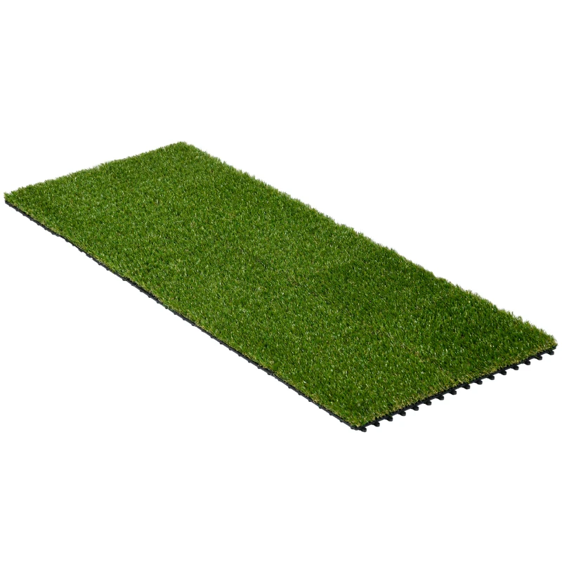 Outsunny Kunstgras, natuurgetrouw, met drainagefunctie, 11K vezels/m², 25mm hoogte, set van 10 stuks van 30x30cm, groen