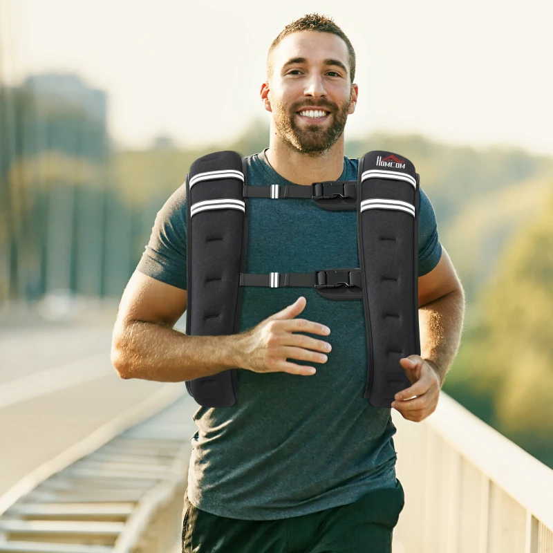 HOMCOM 5KG Weighted Vest, Running Weight Vest with Adjustable Strap, Convenient Pocket and Reflective Strips for Men and Women