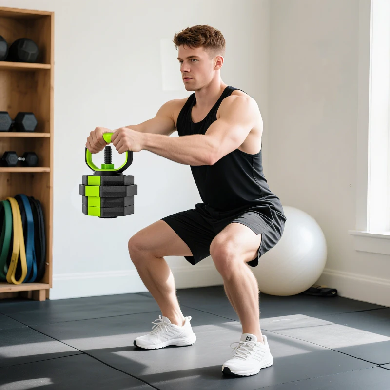 SPORTNOW Juego de Mancuernas Ajustables 20 kg 6 en 1 como Kettlebell Barra Mancuernas Soporte para Flexiones para Gimnasio Casa