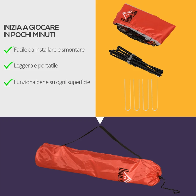 HOMCOM Rete Tennis e Badminton Portatile ad Altezza Regolabile con Borsa, Rossa e Nera