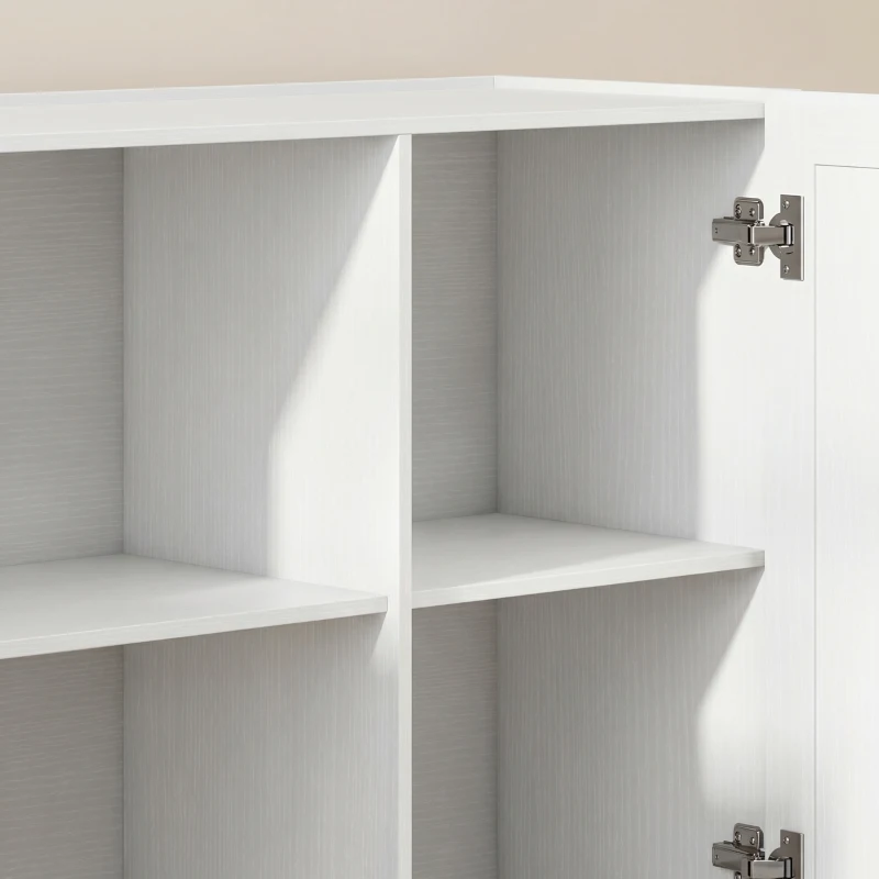 HOMCOM Sideboard Buffet Cabinet, 133 cm Storage Cabinet with 2 Open Shelves, 2 Cupboards and Soft Close Doors, White
