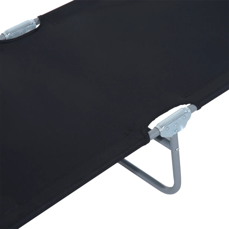 Outsunny Klapbare ligstoel met zonnescherm, verstelbare rugleuning, metalen frame, 187 x 58 x 36 cm, zwart