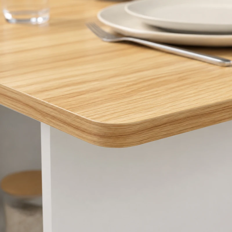 HOMCOM Ensemble table salle à manger pliante avec 4 chaises, table de cuisine avec chaises pour 4 personnes, roulettes, chêne