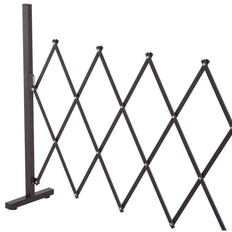 Outsunny Hek Voortuin Flexibel Breedte Scharend Hekwerk 300 Cm Tuin Afscheiding, Bruin(m-8)