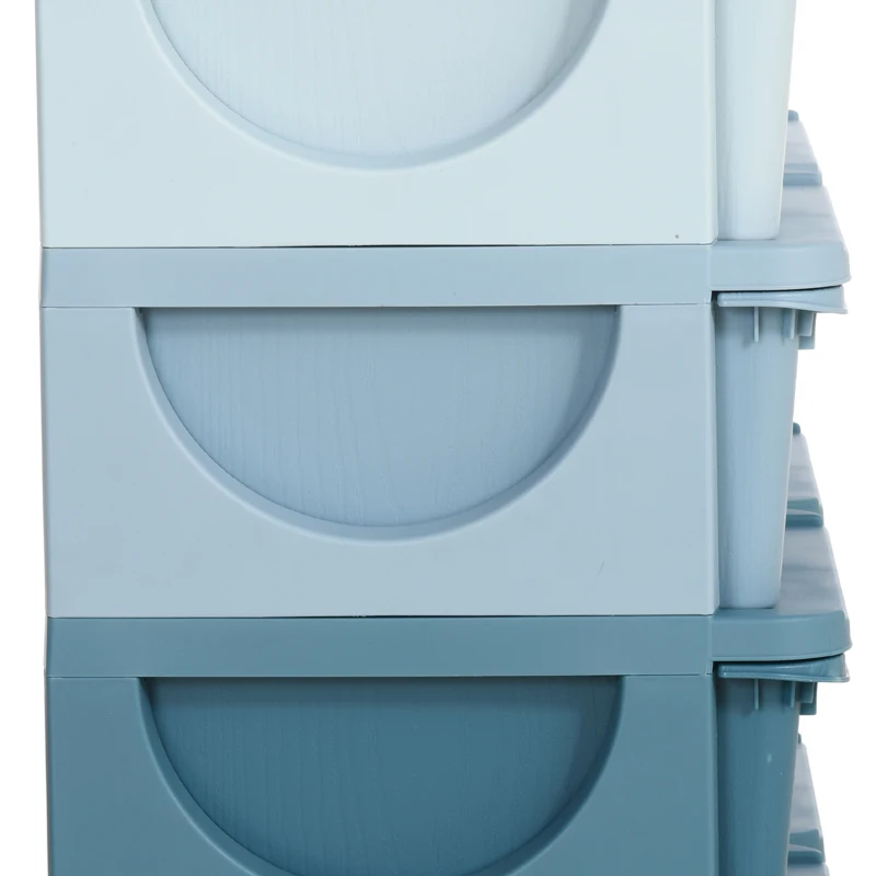 HOMCOM Aufbewahrungsbox für Kinder, Kinder-Aufbewahrungsbox, 3 Schubladen, Blau