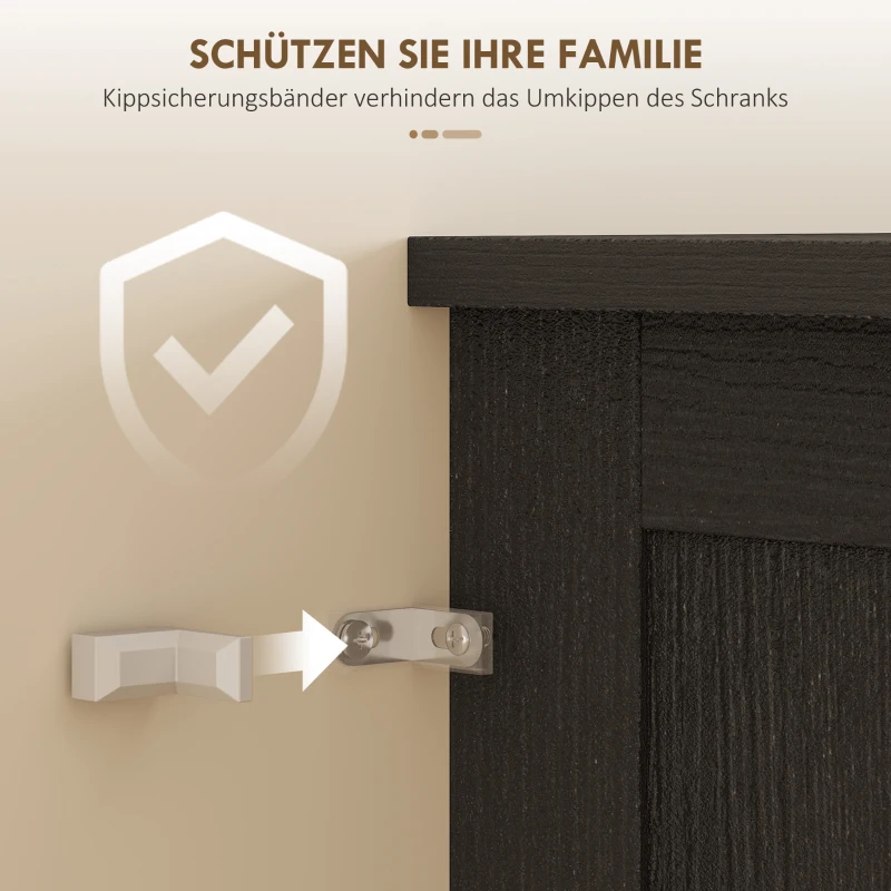 HOMCOM Keukenkast, buffet, acrylfront, lades, 76 x 40 x 182,5 cm, zwart