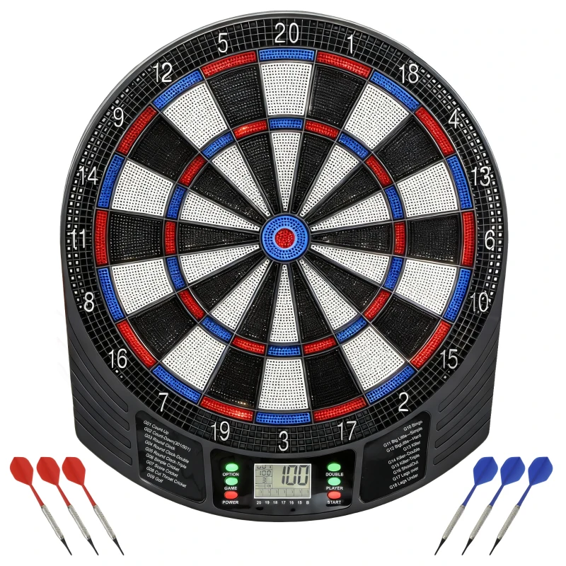 SPORTNOW Elektronisch Dartbord voor 1-8 Spelers, LCD-Display, 6 Dartsets, Kleurrijk