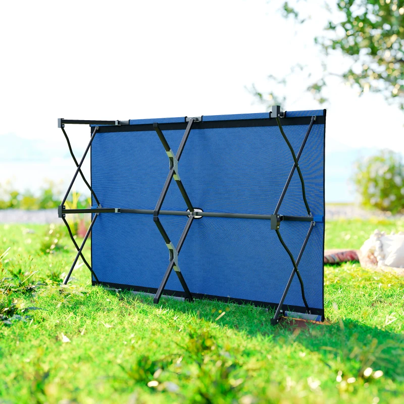 Outsunny Cama de Acampada Plegable con Bolsa de Transporte y Marco Metálico Carga 136 kg para Playa Senderismo 193x125x40 cm Azul