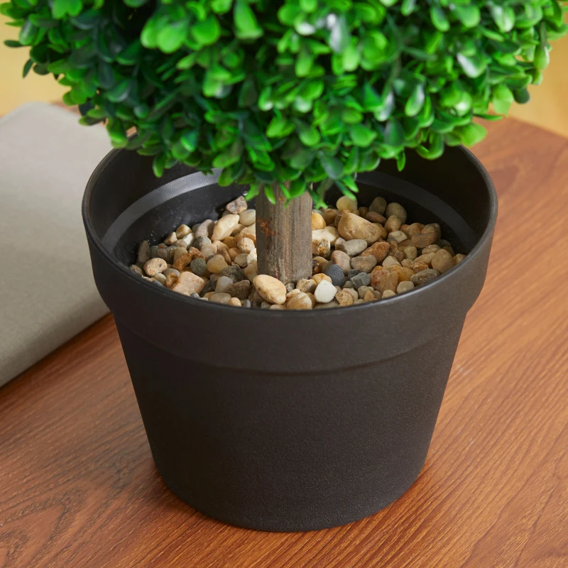 HOMCOM 2-delige set kunstboek, 2 buxusbomen, buiten, 17 cm x 17 cm x 60 cm, Groen + Bruin + Zwart.