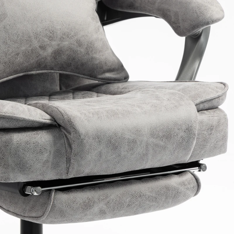 HOMCOM Executive Office Chair, Leathaire Big and Tall Office Chair 180 kg with Wide Seat, Reclining, Lumbar Support, Grey