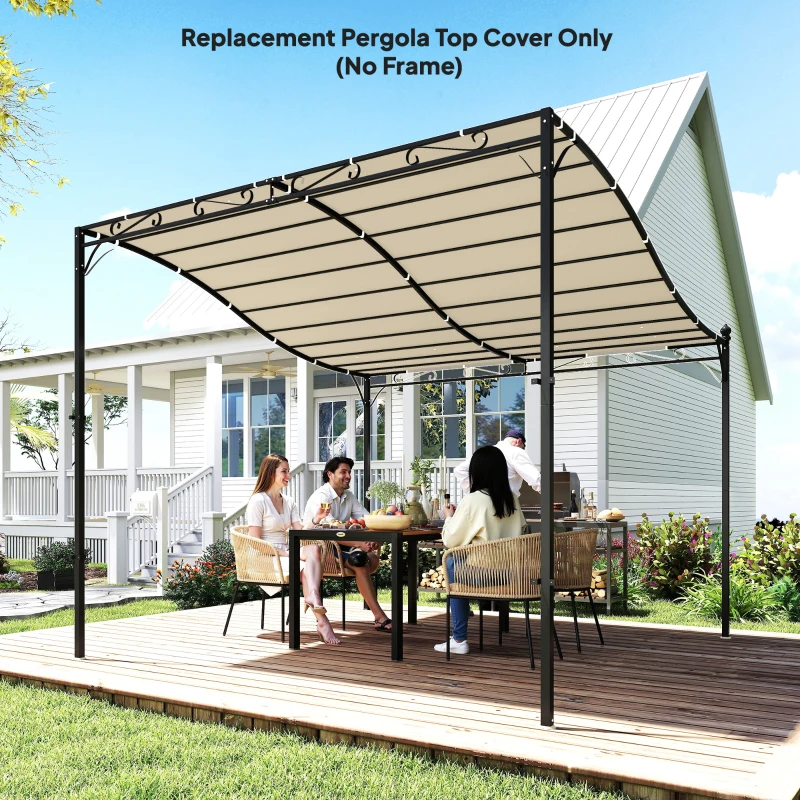 Outsunny Ersatzdach für Pergola Sonnensegel für Terrassenüberdachung Ersatz-Dachplane für 3 x 3 m Pavillon 298x293 cm Cremeweiß