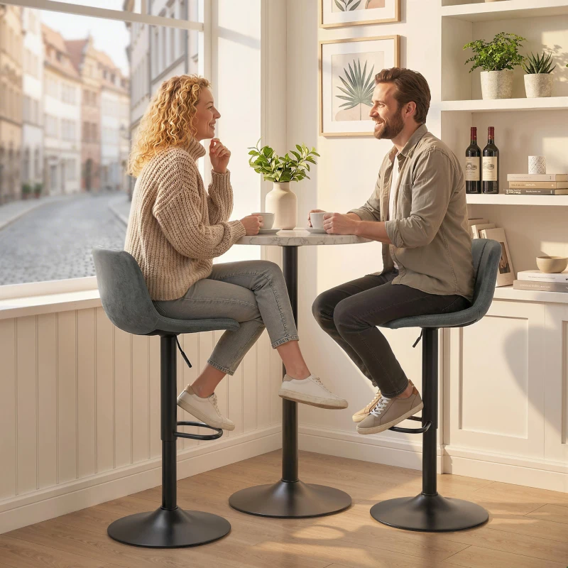 HOMCOM Bar Stools Set of 2, Modern Swivel Barstools with Footrest for Kitchen Island and Dining Room, Grey