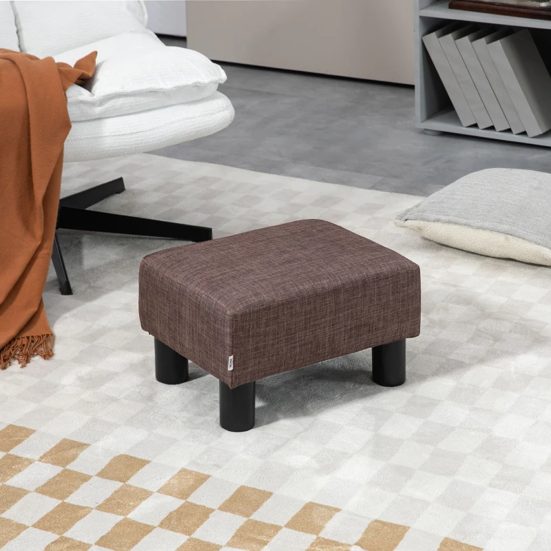 HOMCOM Poef met stoffen bekleding in linnenlook, tot 100 kg, bruin, 40 x 30 x 24 cm(m-2)