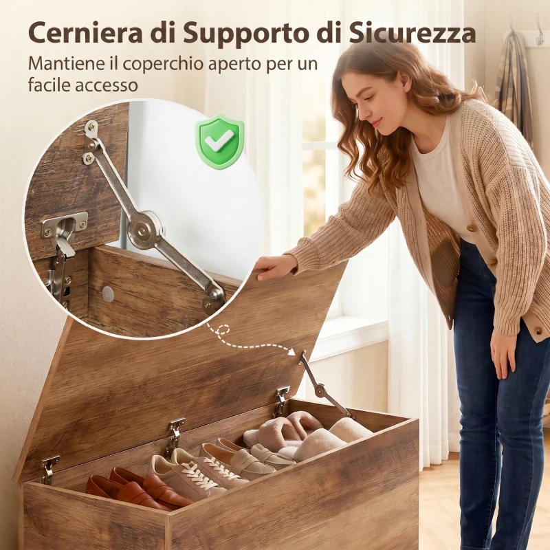 HOMCOM Panca Contenitore Multiuso Legno per Camera Ingresso Bianco 100x40x40cm