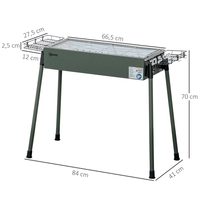 Outsunny houtskoolgrill antislip campinggrill met grillrooster clip grillrooster