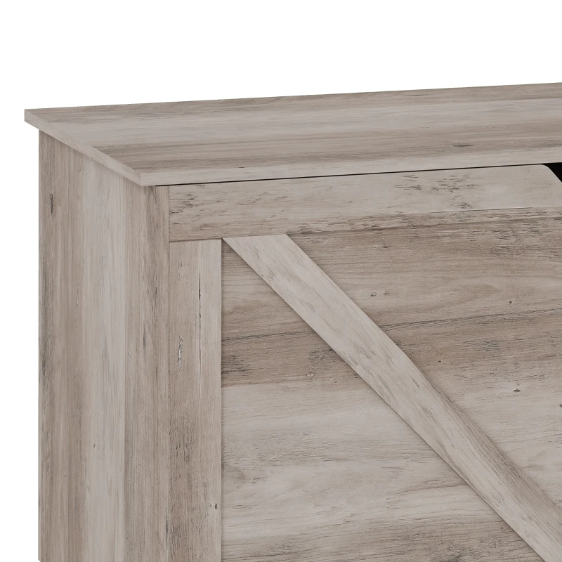 HOMCOM 127L Home Storage Box, with Safety Hinges - Grey Wood-Effect