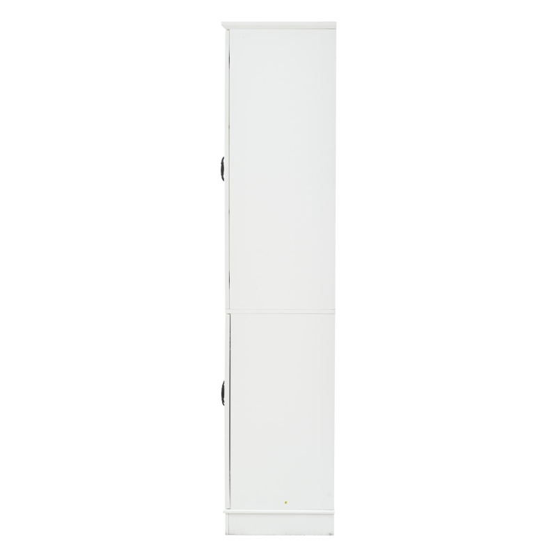 Vitrinenschrank, 4-türig, viel Stauraum mit 5 Einlegeböden, Landhaus-Stil, 80x38x180 cm, Weiß