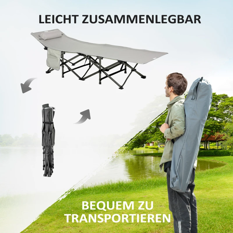 Outsunny opklapbaar campingbed 188 cm x 64,5 cm x 53 cm