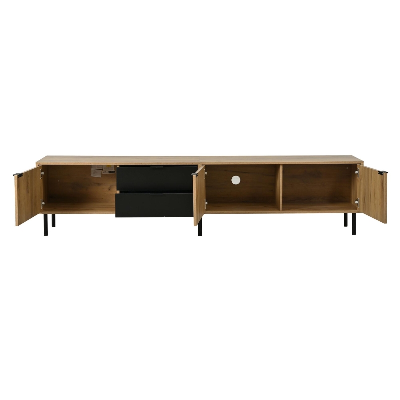 Durable TV Unit with Integrated Cable Management, Modern Lowboard with 2 Drawers and 3 Cabinets, 208L x 40W x 48H cm, Natural