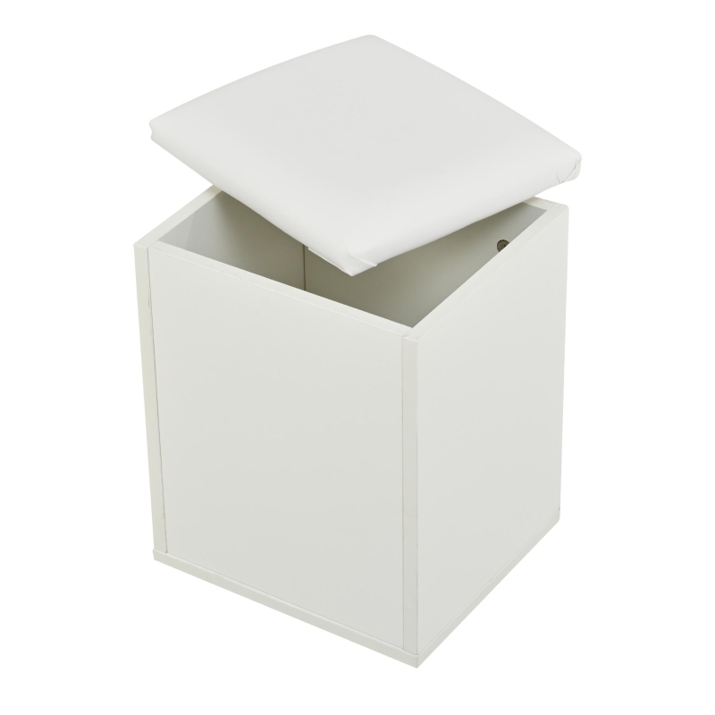 Extendable Lift Top Coffee Table with Hydraulic Lift, Space-Saving Center Table with 4 Hidden-Storage Stools, 100L x 50W x 45H cm, White+Natural