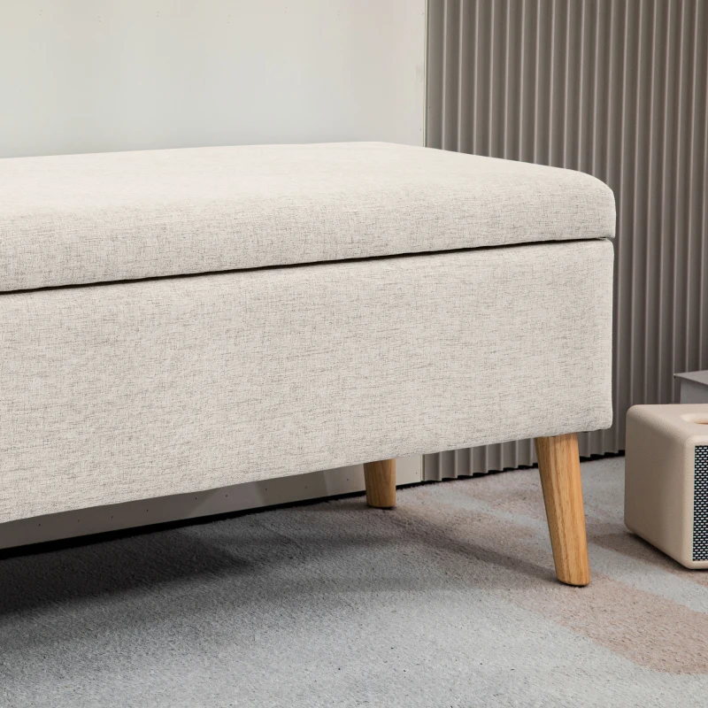 HOMCOM Zitbank met opbergruimte, tot 220 kg, linnenlook, 110x39x45cm, Beige(m-9)