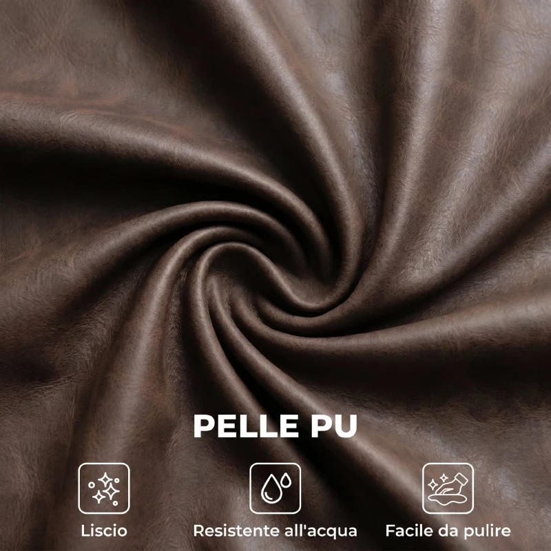 HOMCOM Poltrona da Camera in Pelle PU con Ampia Seduta, Braccioli e Gambe in Legno di Eucalipto, Marrone