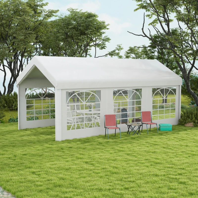 Outsunny Ersatzwand für Bierzelt oder Pavillon, wasserdicht, einfache Montage, 6 x 2 m, Weiß