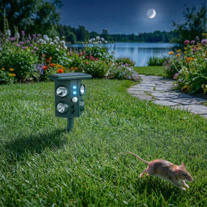 Outsunny Repelente Solar Ultrassônico para Gatos 5 Modos Sensor PIR Clarão LED