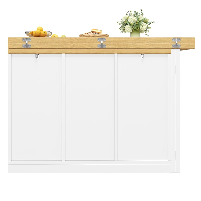 Extendable Sideboard and Dining Table Combo with Storage, Space-Saving Kitchen Island for Small Flats, 180L x 80W x 75H cm, White