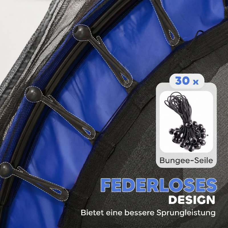 HOMCOM Trampolin für Kinder, Ø163 cm, mit Sicherheitsnetz, In- und Outdoor, Belastung bis 50 kg, Stahl, Kunststoff, Blau