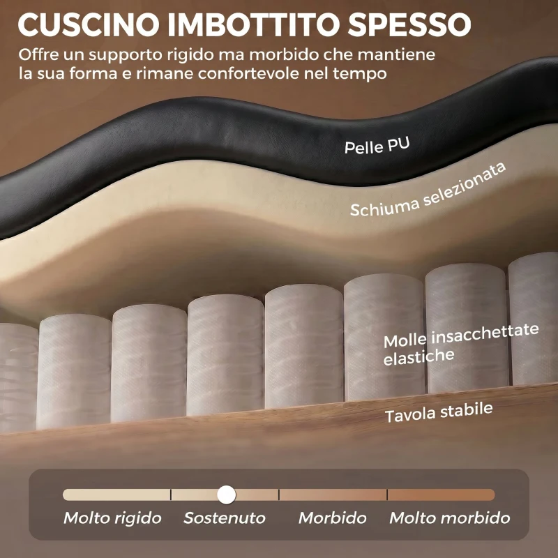HOMCOM Poltrona da Camera in Pelle PU con Ampia Seduta, Braccioli e Gambe in Legno di Eucalipto, Nero