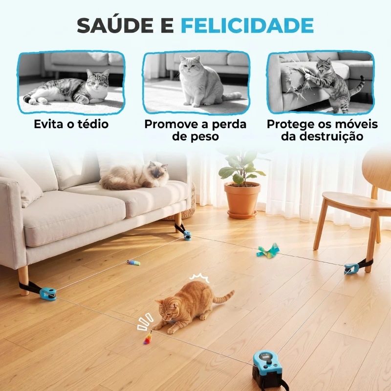 PawHut Brinquedo Automático/Controlado por Controle Remoto para Gatos com Velocidade Ajustável e Pistas Personalizáveis Preto
