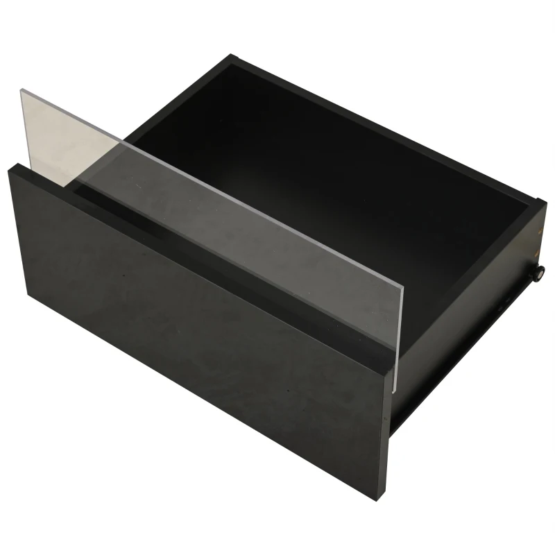 High-Gloss 3-Tier Coffee Table with Removable Tray, Sturdy Center Table with App-Controlled LED Lights, 90L x 45W x 35.5H cm, Black