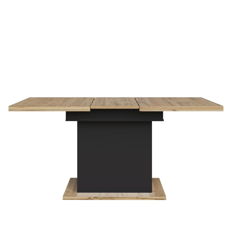Extendable Dining Table with Wood-Grain High-Density MDF Top, Telescopic Kitchen Table with 2 Drawers, 110L x 80W x 75H cm, Black