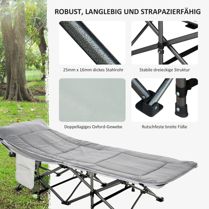 Outsunny opklapbaar campingbed 188 cm x 64,5 cm x 53 cm