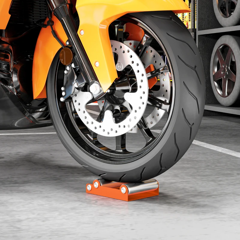 HOMCOM Soporte Rodillo Moto para Limpieza de Neumáticos y Lubricación de Cadenas Moto < 220 kg y Ancho de Neumático <180 mm