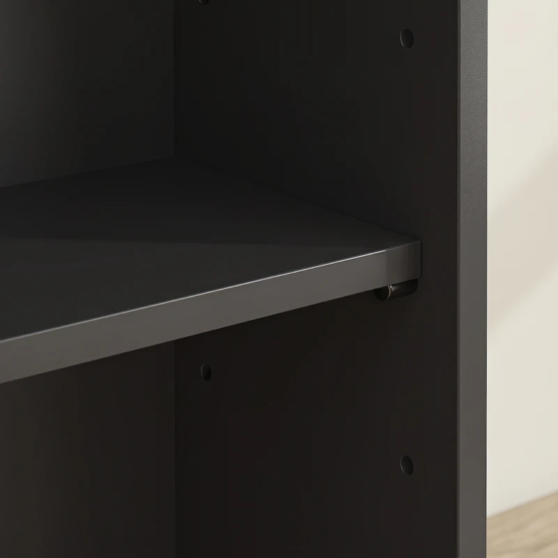 HOMCOM Mobile da bagno in bambù a 3 livelli con portarotolo, 78 cm, nero