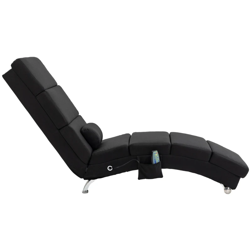 HOMCOM Massagestoel, relaxfauteuil, ligstoel met 8 vibratiepunten, 5 modi, 56 x 168 x 84 cm, zwart