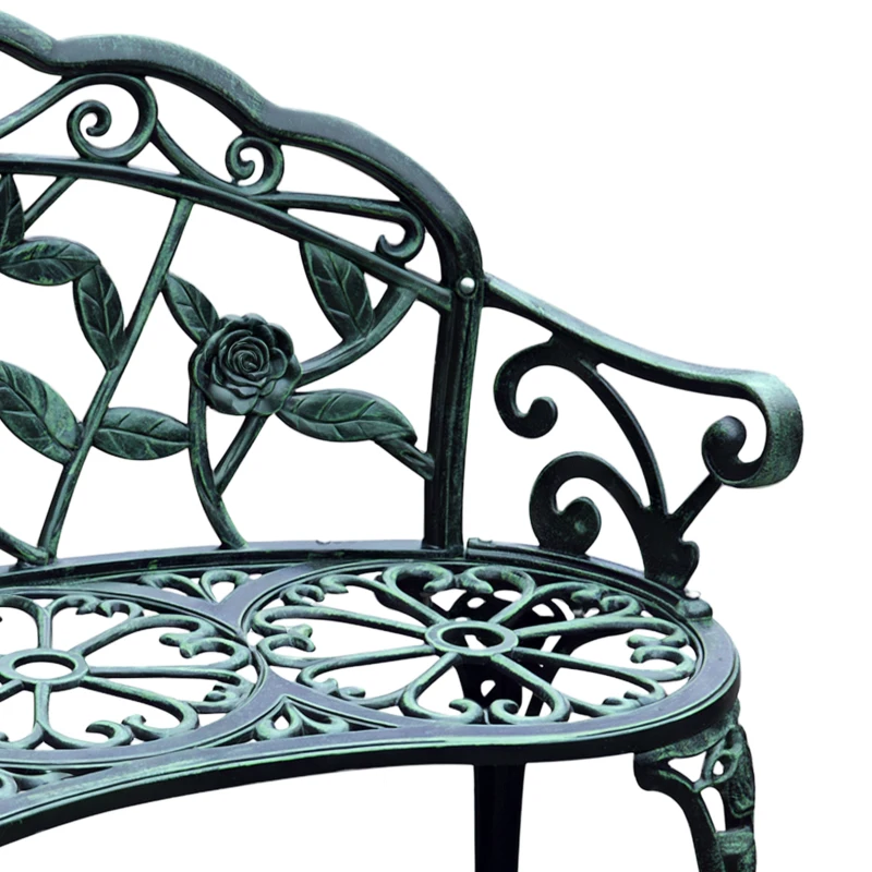 Outsunny Tweedezits Tuinbank 100 cm, Antiek Groen voor Tuin Comfort voor Gezins en Rustbank
