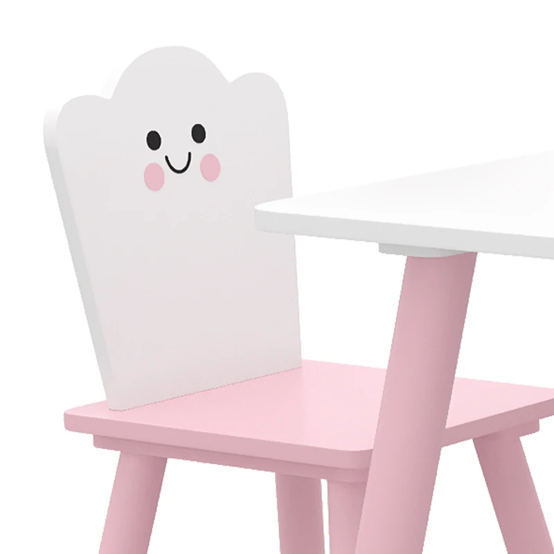 AIYAPLAY Table enfant avec chaise, ensemble table et 2 chaises en bois pour dessiner, jouer, étudier, rose