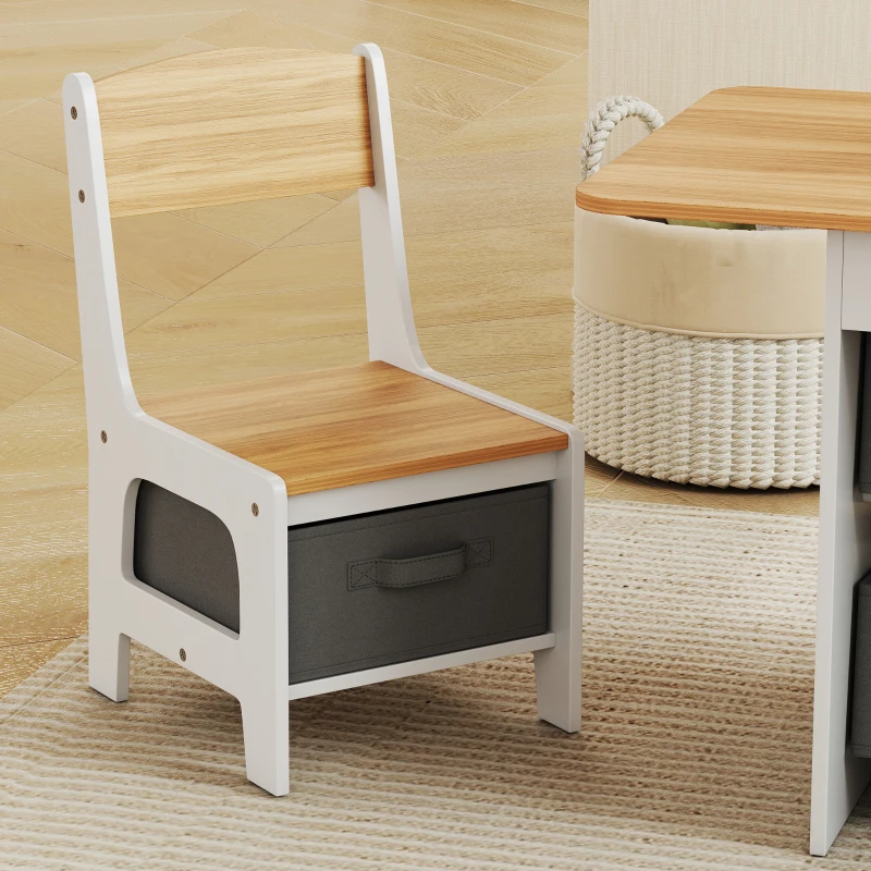 AIYAPLAY Kids Table and Chair Set, Toddler Table and 2 Chairs Set with 6 Removable Drawers, for Boys Girls Ages 3-8, Natural