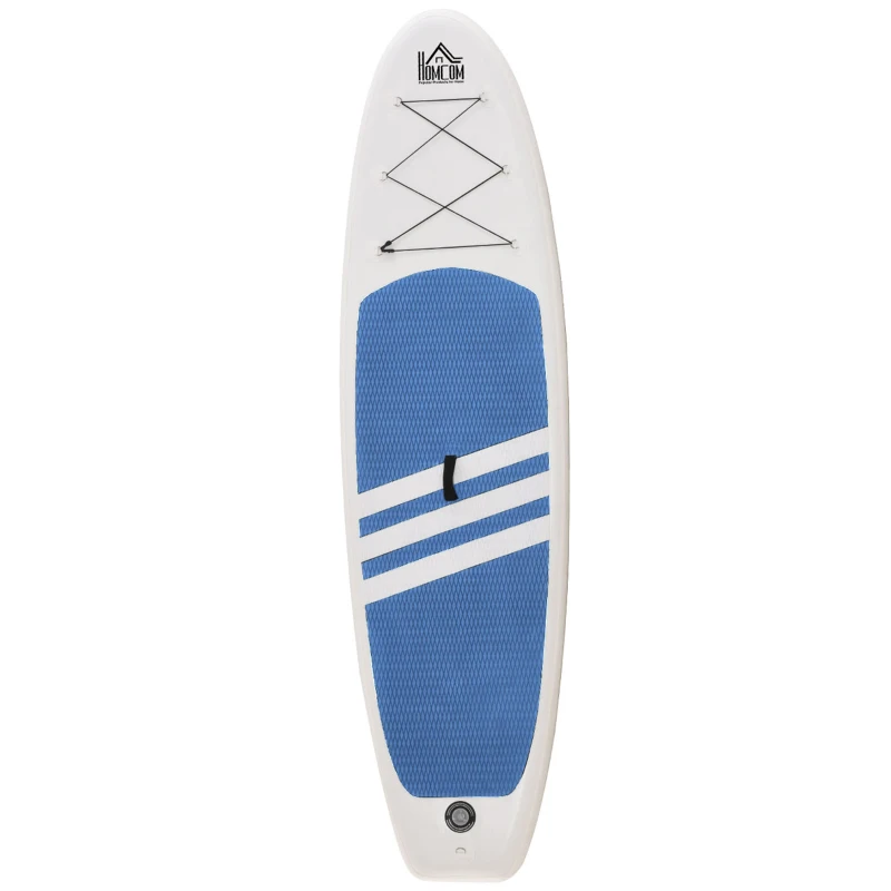 HOMCOM Tabla de Paddle Surf Hinchable 305x80x15 cm con Remo de Aluminio Ajustable Desmontable Cubierta Antideslizante y Accesorios Completos Carga Máx. 120 kg Azul y Blanco