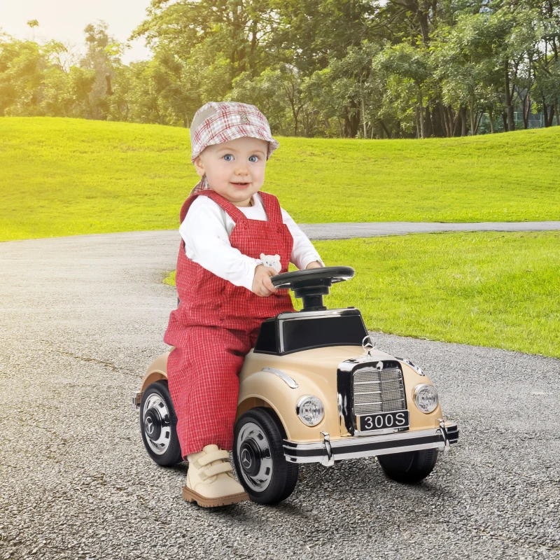 AIYAPLAY Porteur Enfants Voiture Licence Mercedes-Benz 300S 18-48 mois coffre rangement sous le siège beige