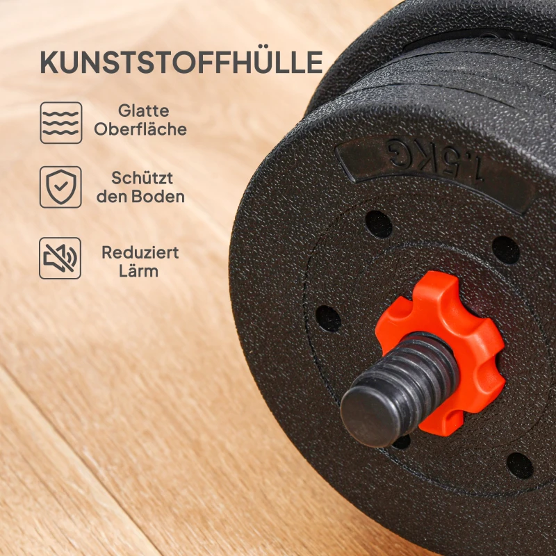 HOMCOM 2 in 1 dumbbell set 25 kg verstelbare dumbbell & barbell professionele dumbbell krachttraining en gewichtheffen voor fitness thuis