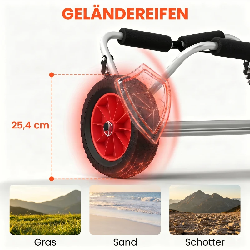Kajaktrolley kanotrolley surftrolley opvouwbare boottrolley met riem luchtbanden tot 90 kg