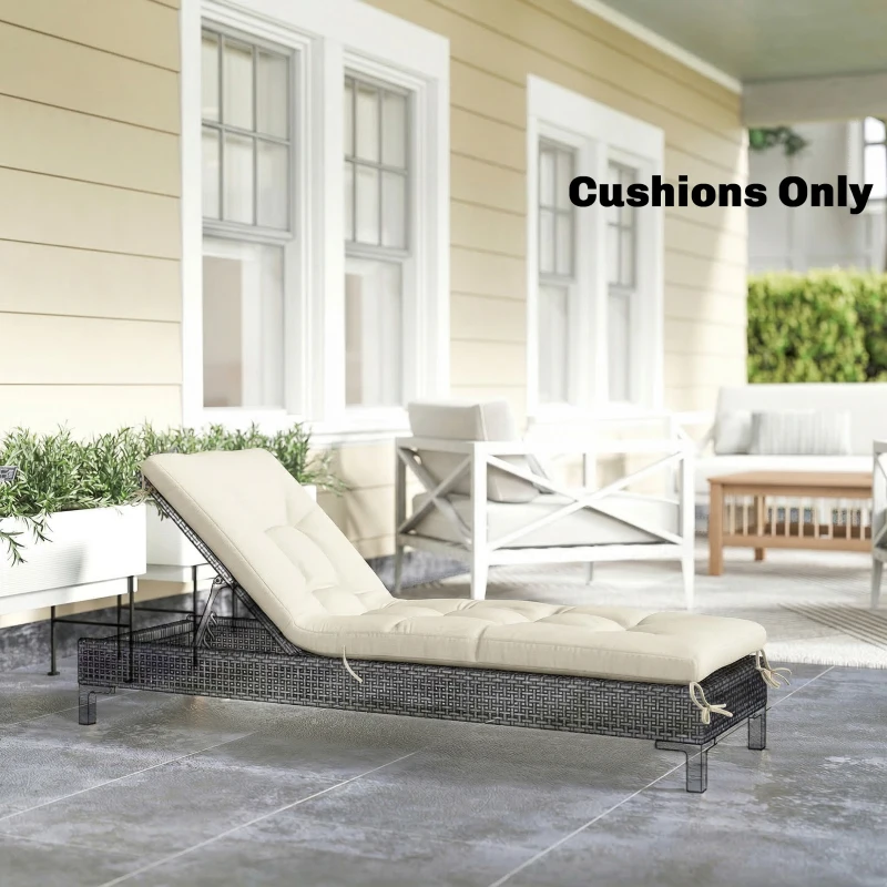 Outsunny Palettenkissen Abnehmbar Sitzkissen mit Befestigungsbändern Palettenpolster für die meisten Liegen 198x65x13cm Beige