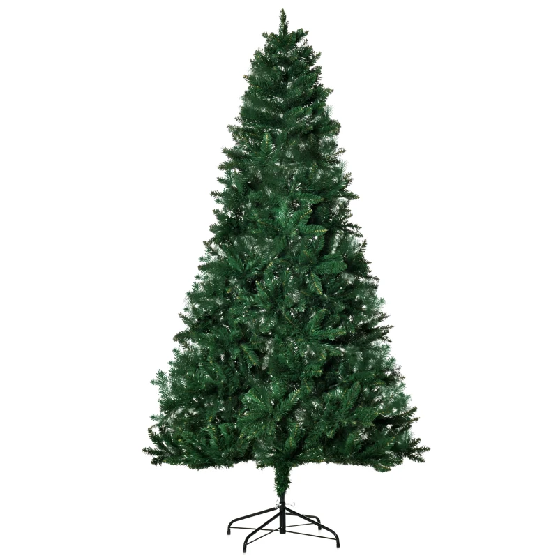 HOMCOM Árbol de Navidad Artificial 210 cm con 1064 Ramas PVC Ignífugo Base Plegable Verde