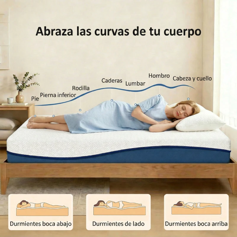 HOMCOM Colchón 190x135 cm Grosor 20 cm Colchón Viscoelástico con Té Verde Firmeza Media Cama Refrescante con Espuma de Gel