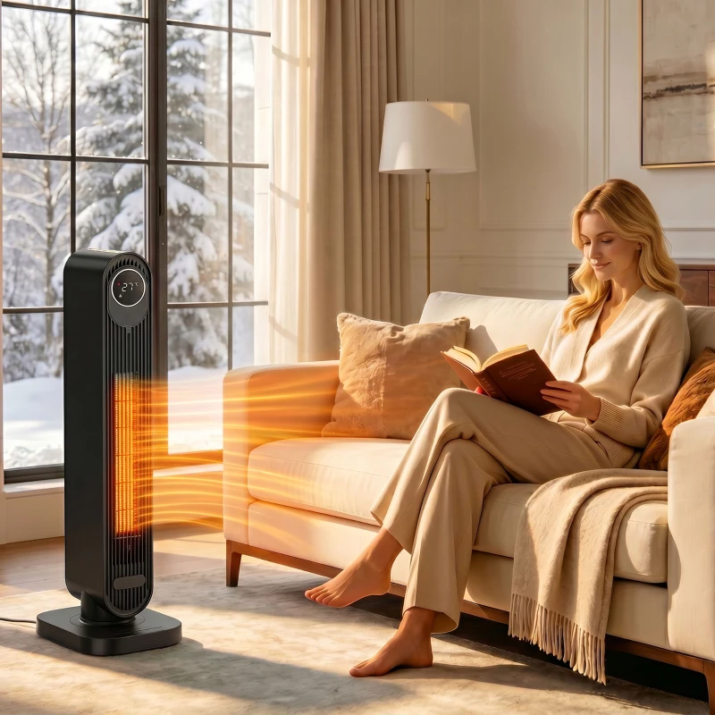 HOMCOM 2000W Ceramic Electric Heater with Fan, Timer, Oscillation - Black